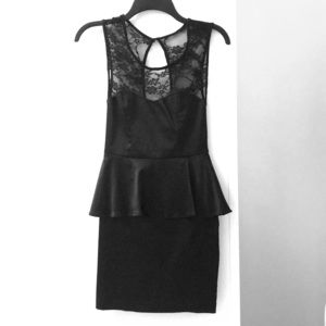 Black Poppy XS Black Peplum Dress